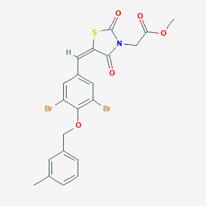 molecular formula C21H17Br2NO5S B286164 methyl [(5E)-5-{3,5-dibromo-4-[(3-methylbenzyl)oxy]benzylidene}-2,4-dioxo-1,3-thiazolidin-3-yl]acetate 