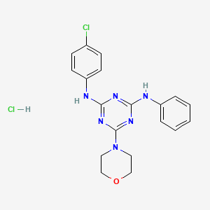 molecular formula C19H20Cl2N6O B2861650 N2-(4-氯苯基)-6-吗啉代-N4-苯基-1,3,5-三嗪-2,4-二胺盐酸盐 CAS No. 1179481-97-0
