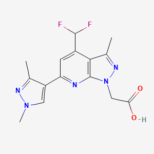 molecular formula C15H15F2N5O2 B2861664 [4-(difluoromethyl)-6-(1,3-dimethyl-1H-pyrazol-4-yl)-3-methyl-1H-pyrazolo[3,4-b]pyridin-1-yl]acetic acid CAS No. 1006444-98-9