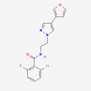 molecular formula C16H13ClFN3O2 B2861665 2-chloro-6-fluoro-N-(2-(4-(furan-3-yl)-1H-pyrazol-1-yl)ethyl)benzamide CAS No. 2034353-25-6