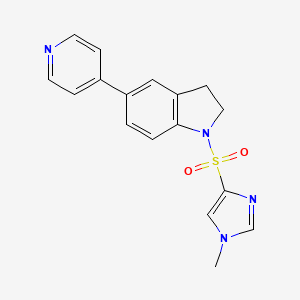 molecular formula C17H16N4O2S B2861669 1-((1-methyl-1H-imidazol-4-yl)sulfonyl)-5-(pyridin-4-yl)indoline CAS No. 2034226-69-0