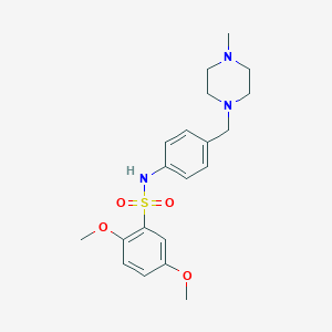 molecular formula C20H27N3O4S B2861670 2,5-dimethoxy-N-(4-((4-methylpiperazin-1-yl)methyl)phenyl)benzenesulfonamide CAS No. 1170564-38-1