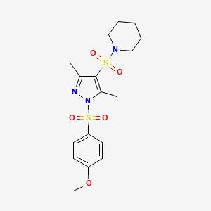 molecular formula C17H23N3O5S2 B2861674 1-{[1-(4-methoxybenzenesulfonyl)-3,5-dimethyl-1H-pyrazol-4-yl]sulfonyl}piperidine CAS No. 956446-59-6