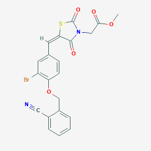 molecular formula C21H15BrN2O5S B286168 methyl [(5E)-5-{3-bromo-4-[(2-cyanobenzyl)oxy]benzylidene}-2,4-dioxo-1,3-thiazolidin-3-yl]acetate 