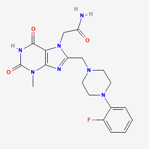 molecular formula C19H22FN7O3 B2861680 2-[8-[[4-(2-氟苯基)哌嗪-1-基]甲基]-3-甲基-2,6-二氧嘌呤-7-基]乙酰胺 CAS No. 847409-54-5