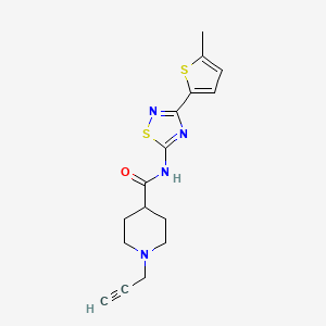 molecular formula C16H18N4OS2 B2861685 N-[3-(5-methylthiophen-2-yl)-1,2,4-thiadiazol-5-yl]-1-(prop-2-yn-1-yl)piperidine-4-carboxamide CAS No. 1281058-52-3
