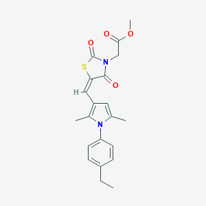 molecular formula C21H22N2O4S B286169 methyl [(5E)-5-{[1-(4-ethylphenyl)-2,5-dimethyl-1H-pyrrol-3-yl]methylidene}-2,4-dioxo-1,3-thiazolidin-3-yl]acetate 