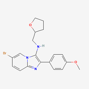 molecular formula C19H20BrN3O2 B2861692 6-bromo-2-(4-methoxyphenyl)-N-((tetrahydrofuran-2-yl)methyl)imidazo[1,2-a]pyridin-3-amine CAS No. 553627-01-3