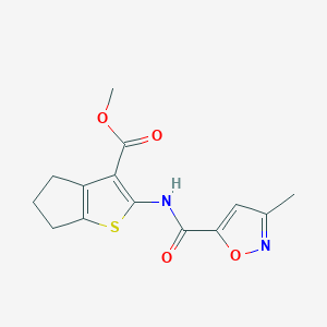 molecular formula C14H14N2O4S B2861696 methyl 2-(3-methylisoxazole-5-carboxamido)-5,6-dihydro-4H-cyclopenta[b]thiophene-3-carboxylate CAS No. 946286-63-1