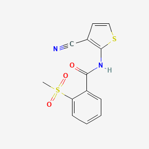 molecular formula C13H10N2O3S2 B2861699 N-(3-cyanothiophen-2-yl)-2-methylsulfonylbenzamide CAS No. 896267-54-2