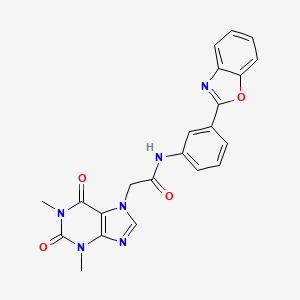 molecular formula C22H18N6O4 B2861700 N-(3-(苯并[d]恶唑-2-基)苯基)-2-(1,3-二甲基-2,6-二氧代-2,3-二氢-1H-嘌呤-7(6H)-基)乙酰胺 CAS No. 1207045-03-1