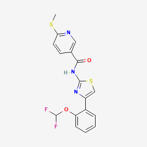 molecular formula C17H13F2N3O2S2 B2861701 N-{4-[2-(difluoromethoxy)phenyl]-1,3-thiazol-2-yl}-6-(methylsulfanyl)pyridine-3-carboxamide CAS No. 1797347-02-4