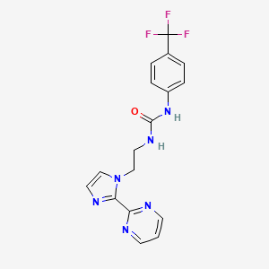molecular formula C17H15F3N6O B2861707 1-(2-(2-(pyrimidin-2-yl)-1H-imidazol-1-yl)ethyl)-3-(4-(trifluoromethyl)phenyl)urea CAS No. 1797978-62-1