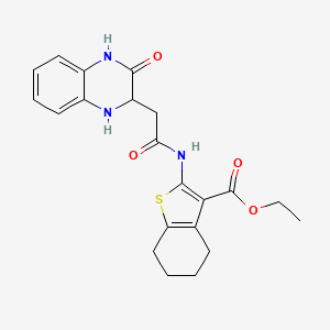 molecular formula C21H23N3O4S B2861709 2-(2-(3-氧代-1,2,3,4-四氢喹喔啉-2-基)乙酰氨基)-4,5,6,7-四氢苯并[b]噻吩-3-羧酸乙酯 CAS No. 380872-69-5