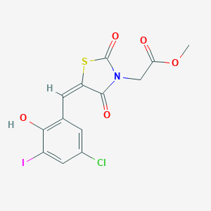 molecular formula C13H9ClINO5S B286171 Methyl [5-(5-chloro-2-hydroxy-3-iodobenzylidene)-2,4-dioxo-1,3-thiazolidin-3-yl]acetate 