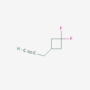 molecular formula C7H8F2 B2861712 1,1-二氟-3-丙-2-炔基环丁烷 CAS No. 2228641-41-4