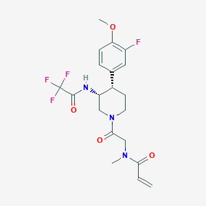 molecular formula C20H23F4N3O4 B2861713 N-[2-[(3R,4S)-4-(3-Fluoro-4-methoxyphenyl)-3-[(2,2,2-trifluoroacetyl)amino]piperidin-1-yl]-2-oxoethyl]-N-methylprop-2-enamide CAS No. 2361750-65-2