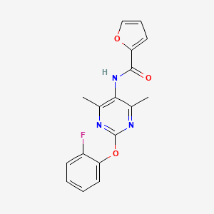 molecular formula C17H14FN3O3 B2861716 N-[2-(2-fluorophenoxy)-4,6-dimethylpyrimidin-5-yl]furan-2-carboxamide CAS No. 1788772-54-2