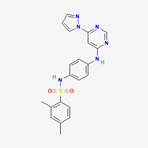 molecular formula C21H20N6O2S B2861721 N-(4-((6-(1H-pyrazol-1-yl)pyrimidin-4-yl)amino)phenyl)-2,4-dimethylbenzenesulfonamide CAS No. 1203147-71-0