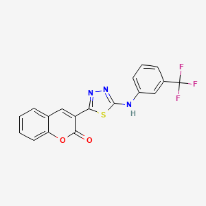 molecular formula C18H10F3N3O2S B2861727 3-(5-((3-(trifluoromethyl)phenyl)amino)-1,3,4-thiadiazol-2-yl)-2H-chromen-2-one CAS No. 329690-28-0