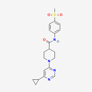 molecular formula C20H24N4O3S B2861728 1-(6-cyclopropylpyrimidin-4-yl)-N-(4-(methylsulfonyl)phenyl)piperidine-4-carboxamide CAS No. 1798673-33-2