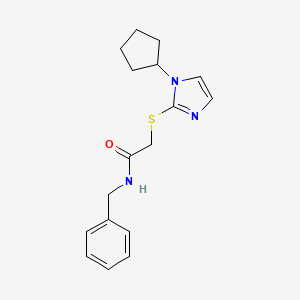 molecular formula C17H21N3OS B2861729 N-苄基-2-((1-环戊基-1H-咪唑-2-基)硫代)乙酰胺 CAS No. 921488-24-6