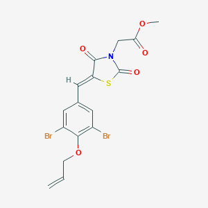 molecular formula C16H13Br2NO5S B286173 methyl {(5Z)-5-[3,5-dibromo-4-(prop-2-en-1-yloxy)benzylidene]-2,4-dioxo-1,3-thiazolidin-3-yl}acetate 