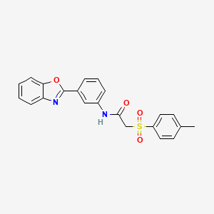 molecular formula C22H18N2O4S B2861733 N-(3-(苯并[d]恶唑-2-基)苯基)-2-甲苯磺酰胺乙酰胺 CAS No. 895448-75-6