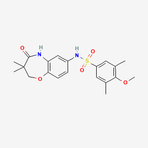 molecular formula C20H24N2O5S B2861739 N-(3,3-dimethyl-4-oxo-2,3,4,5-tetrahydrobenzo[b][1,4]oxazepin-7-yl)-4-methoxy-3,5-dimethylbenzenesulfonamide CAS No. 922133-62-8