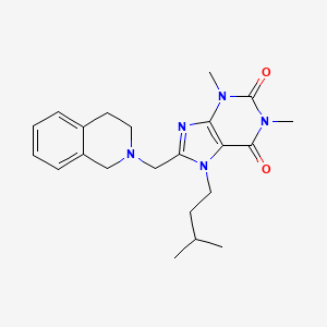 molecular formula C22H29N5O2 B2861742 8-(3,4-dihydro-1H-isoquinolin-2-ylmethyl)-1,3-dimethyl-7-(3-methylbutyl)purine-2,6-dione CAS No. 851941-95-2