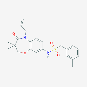 molecular formula C22H26N2O4S B2861744 N-(5-allyl-3,3-dimethyl-4-oxo-2,3,4,5-tetrahydrobenzo[b][1,4]oxazepin-8-yl)-1-(m-tolyl)methanesulfonamide CAS No. 921992-02-1