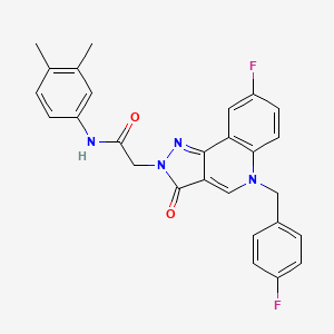 molecular formula C27H22F2N4O2 B2861745 N-(3,4-二甲苯基)-2-(8-氟-5-(4-氟苄基)-3-氧代-3,5-二氢-2H-吡唑并[4,3-c]喹啉-2-基)乙酰胺 CAS No. 950318-11-3