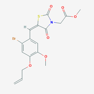 molecular formula C17H16BrNO6S B286175 methyl {(5E)-5-[2-bromo-5-methoxy-4-(prop-2-en-1-yloxy)benzylidene]-2,4-dioxo-1,3-thiazolidin-3-yl}acetate 