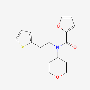 molecular formula C16H19NO3S B2861754 N-(四氢-2H-吡喃-4-基)-N-(2-(噻吩-2-基)乙基)呋喃-2-甲酰胺 CAS No. 1795411-24-3