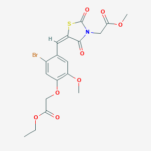 molecular formula C18H18BrNO8S B286176 methyl {(5E)-5-[2-bromo-4-(2-ethoxy-2-oxoethoxy)-5-methoxybenzylidene]-2,4-dioxo-1,3-thiazolidin-3-yl}acetate 