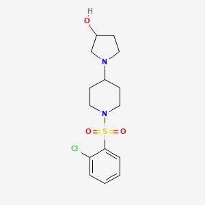 molecular formula C15H21ClN2O3S B2861774 1-(1-((2-氯苯基)磺酰基)哌啶-4-基)吡咯烷-3-醇 CAS No. 1448121-97-8