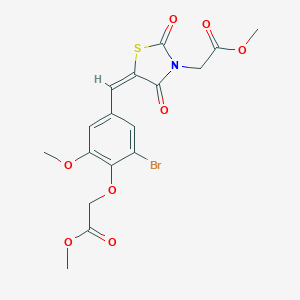 molecular formula C17H16BrNO8S B286178 methyl {(5E)-5-[3-bromo-5-methoxy-4-(2-methoxy-2-oxoethoxy)benzylidene]-2,4-dioxo-1,3-thiazolidin-3-yl}acetate 