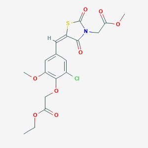 molecular formula C18H18ClNO8S B286179 methyl {(5E)-5-[3-chloro-4-(2-ethoxy-2-oxoethoxy)-5-methoxybenzylidene]-2,4-dioxo-1,3-thiazolidin-3-yl}acetate 