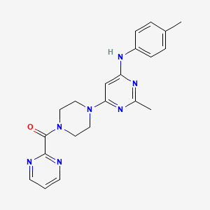 molecular formula C21H23N7O B2861790 (4-(2-Methyl-6-(p-tolylamino)pyrimidin-4-yl)piperazin-1-yl)(pyrimidin-2-yl)methanone CAS No. 1286726-83-7