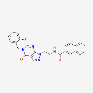 molecular formula C25H20FN5O2 B2861796 N-(2-(5-(2-fluorobenzyl)-4-oxo-4,5-dihydro-1H-pyrazolo[3,4-d]pyrimidin-1-yl)ethyl)-2-naphthamide CAS No. 922009-97-0