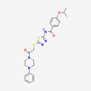 molecular formula C24H27N5O3S2 B2861797 4-异丙氧基-N-(5-((2-氧代-2-(4-苯基哌嗪-1-基)乙基)硫代)-1,3,4-噻二唑-2-基)苯甲酰胺 CAS No. 476466-26-9