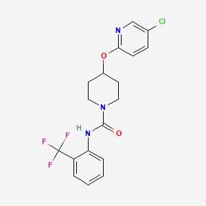 molecular formula C18H17ClF3N3O2 B2861800 4-((5-氯吡啶-2-基)氧基)-N-(2-(三氟甲基)苯基)哌啶-1-甲酰胺 CAS No. 1448124-56-8