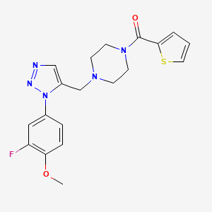 molecular formula C19H20FN5O2S B2861803 1-{[1-(3-氟-4-甲氧基苯基)-1H-1,2,3-三唑-5-基]甲基}-4-(2-噻吩基羰基)哌嗪 CAS No. 1396673-33-8