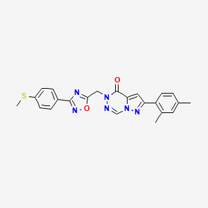 molecular formula C23H20N6O2S B2861804 8-(2,4-Dimethylphenyl)-1-((3-(4-(methylthio)phenyl)-1,2,4-oxadiazol-5-yl)methyl)pyrazolo[1,5-d][1,2,4]triazinone CAS No. 1251625-73-6