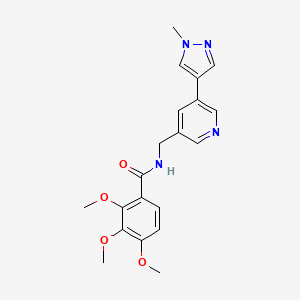 molecular formula C20H22N4O4 B2861805 2,3,4-trimethoxy-N-((5-(1-methyl-1H-pyrazol-4-yl)pyridin-3-yl)methyl)benzamide CAS No. 2034382-86-8