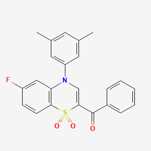 molecular formula C23H18FNO3S B2861807 [4-(3,5-dimethylphenyl)-6-fluoro-1,1-dioxido-4H-1,4-benzothiazin-2-yl](phenyl)methanone CAS No. 1114655-55-8
