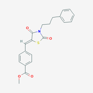 molecular formula C21H19NO4S B286181 Methyl 4-{[2,4-dioxo-3-(3-phenylpropyl)-1,3-thiazolidin-5-ylidene]methyl}benzoate 