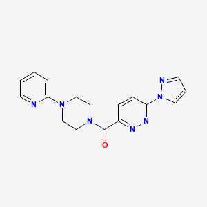 molecular formula C17H17N7O B2861810 (6-(1H-吡唑-1-基)哒嗪-3-基)(4-(吡啶-2-基)哌嗪-1-基)甲酮 CAS No. 1351660-40-6