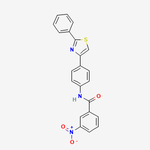 molecular formula C22H15N3O3S B2861818 3-硝基-N-[4-(2-苯基-1,3-噻唑-4-基)苯基]苯甲酰胺 CAS No. 393837-75-7
