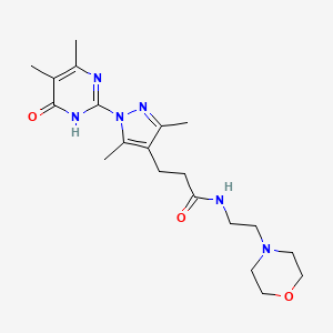 molecular formula C20H30N6O3 B2861826 3-(1-(4,5-二甲基-6-氧代-1,6-二氢嘧啶-2-基)-3,5-二甲基-1H-吡唑-4-基)-N-(2-吗啉乙基)丙酰胺 CAS No. 1169960-00-2